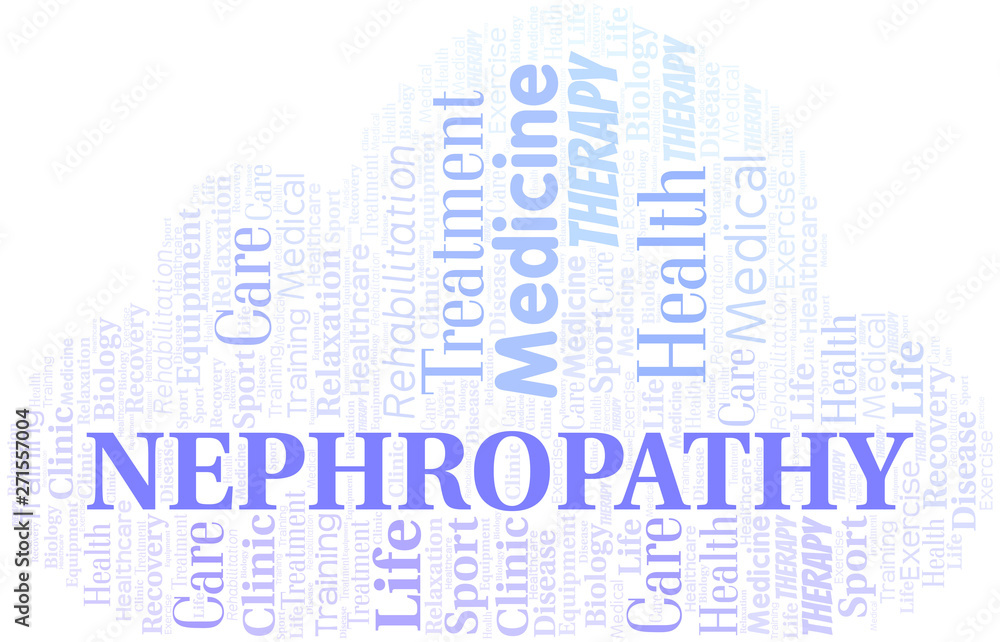 Obraz premium Nephropathy word cloud. Wordcloud made with text only.