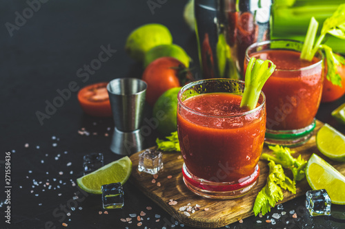 Canvastavla Bloody Mary cocktail. Alcoholic drink and ingredients