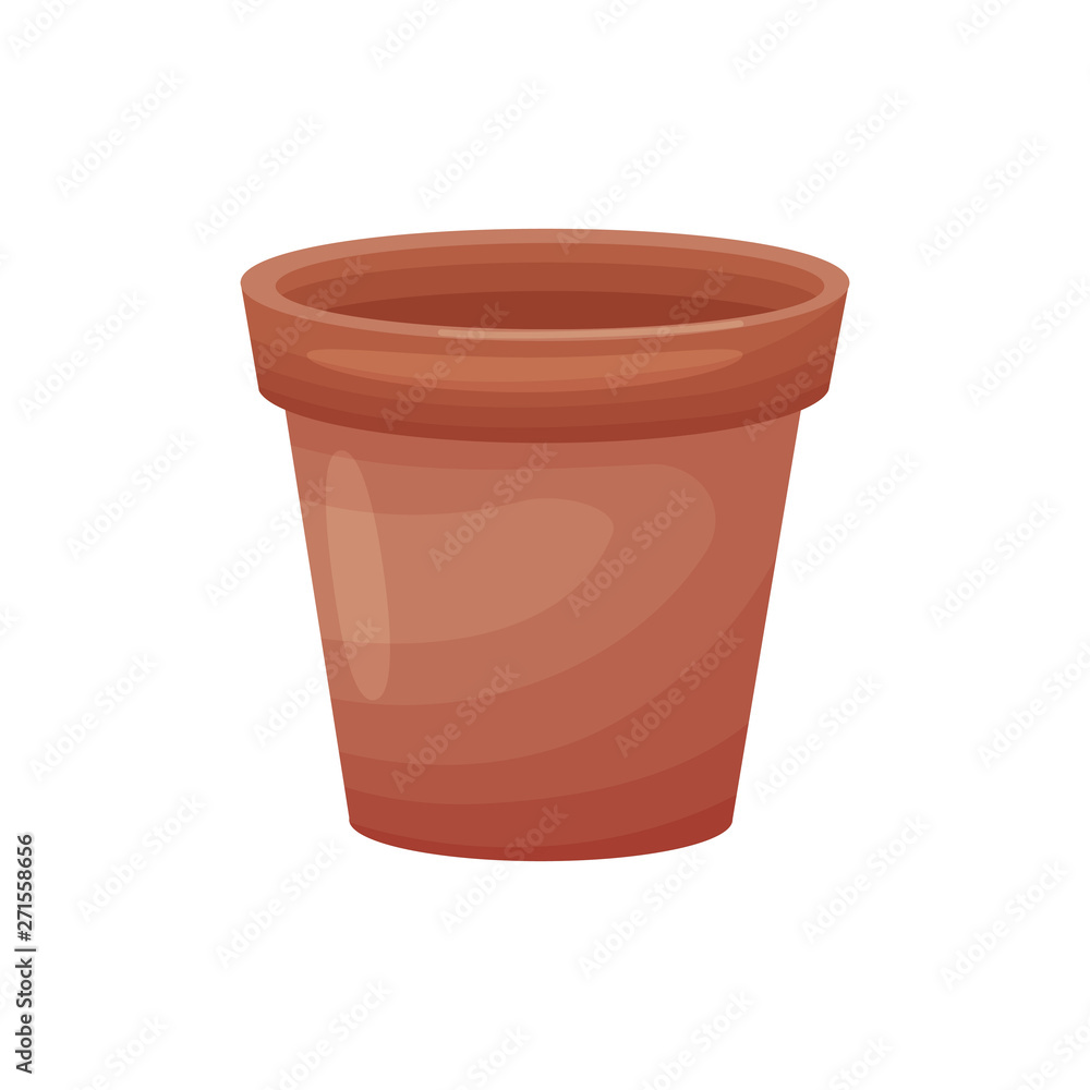 Brown flower pot made of clay. Vector illustration on white background. Brown flower pot made of clay. Vector illustration on white background.