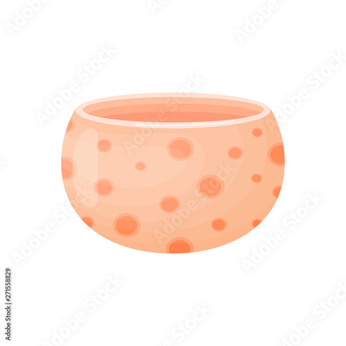 Pink flower pot in the form of a hemisphere. Vector illustration on white background. © Happypictures