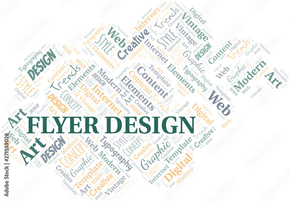 Flyer Design word cloud. Wordcloud made with text only.