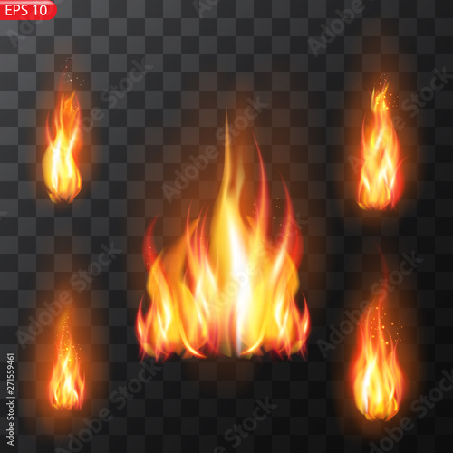 Realistic burning fire flames vector 