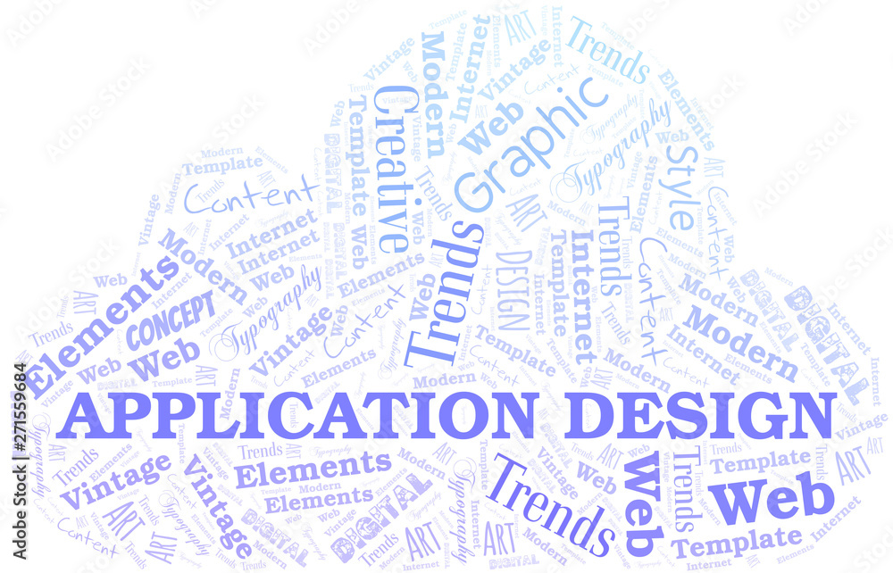Obraz premium Application Design word cloud. Wordcloud made with text only.