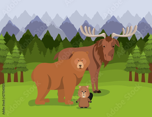 Moose bear and beaver animal design