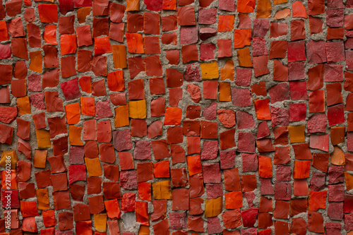 wall mosaic of red stones