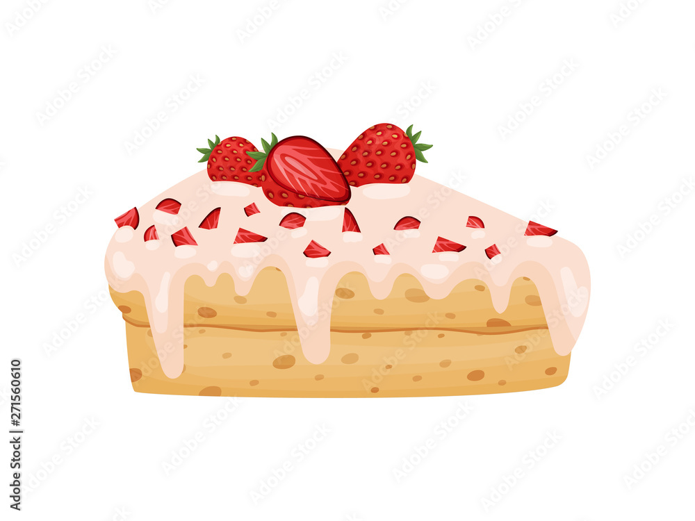 Two-layer piece of cake. Vector illustration on white background. Two-layer piece of cake. Vector illustration on white background.