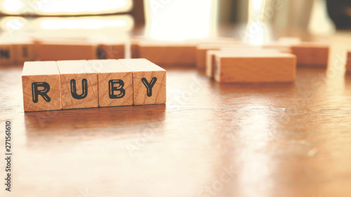 Wooden Text Block of Ruby