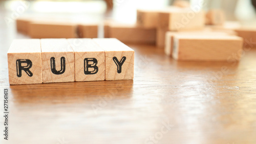 Wooden Text Block of Ruby