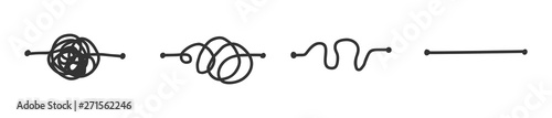 Simplify concept simplification streamlining process straight and curve line vector illustration