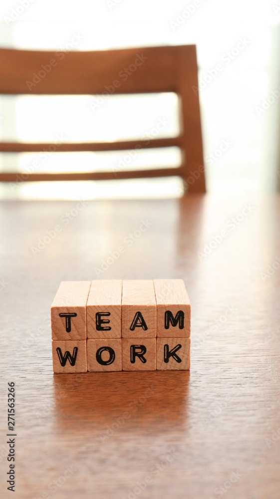 Wooden Text Block of Team work Wooden Text Block of Team work