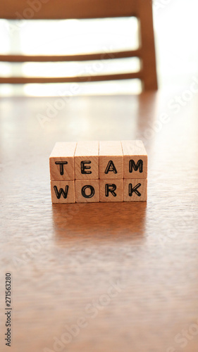 Wooden Text Block of Team work