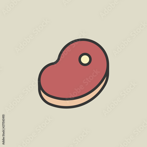 Meat steak icon. New trendy art style meat steak vector illustration. 