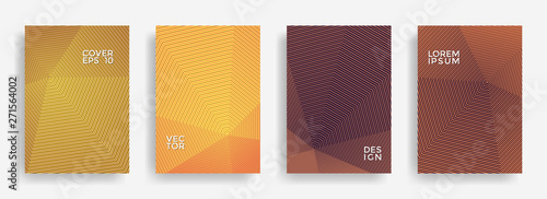 Trendy annual report design vector collection. Halftone stripes edged texture cover page layout templates set.