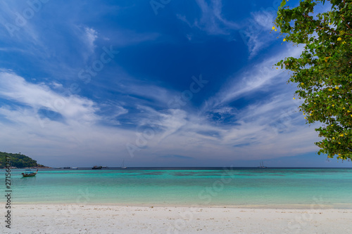 Tropical beach paradise and the blue sky at Khai Island in Satun Province   Thailand