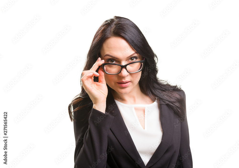 Portrait of smiling business woman in eyeglasses