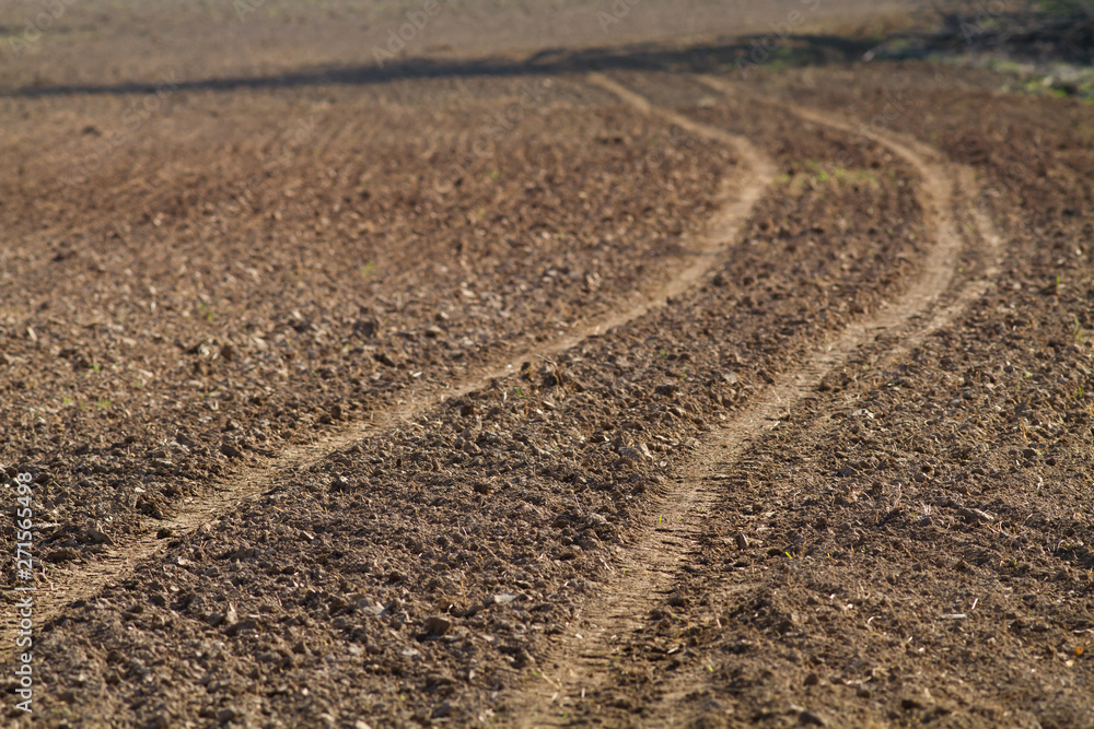 trace of machinery on arable land trace of machinery on arable land