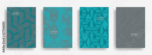 Tech halftone shapes minimal geometric cover templates collection design.