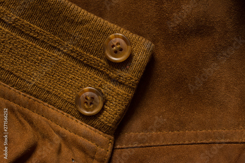 Detail of jacket suede. Tailoring background