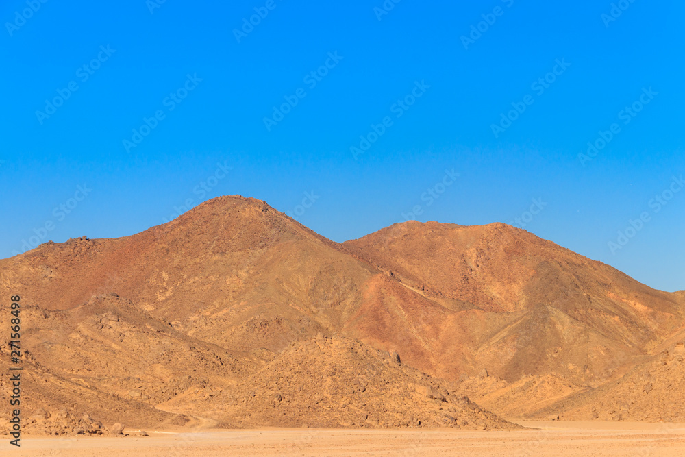 View of Arabian desert and mountain range Red Sea Hills in Egypt