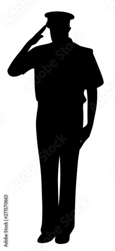 Soldier officer captain policeman sailor or firefighter saluting