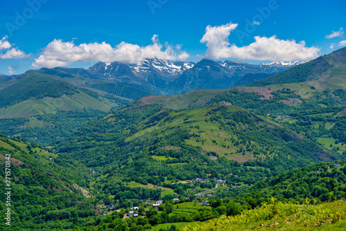 panoramic of mountain landscape in summer. Pyrenees