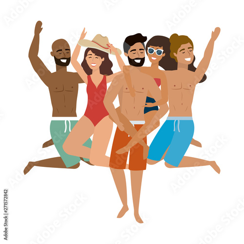 Boys and girls with summer swimwear design