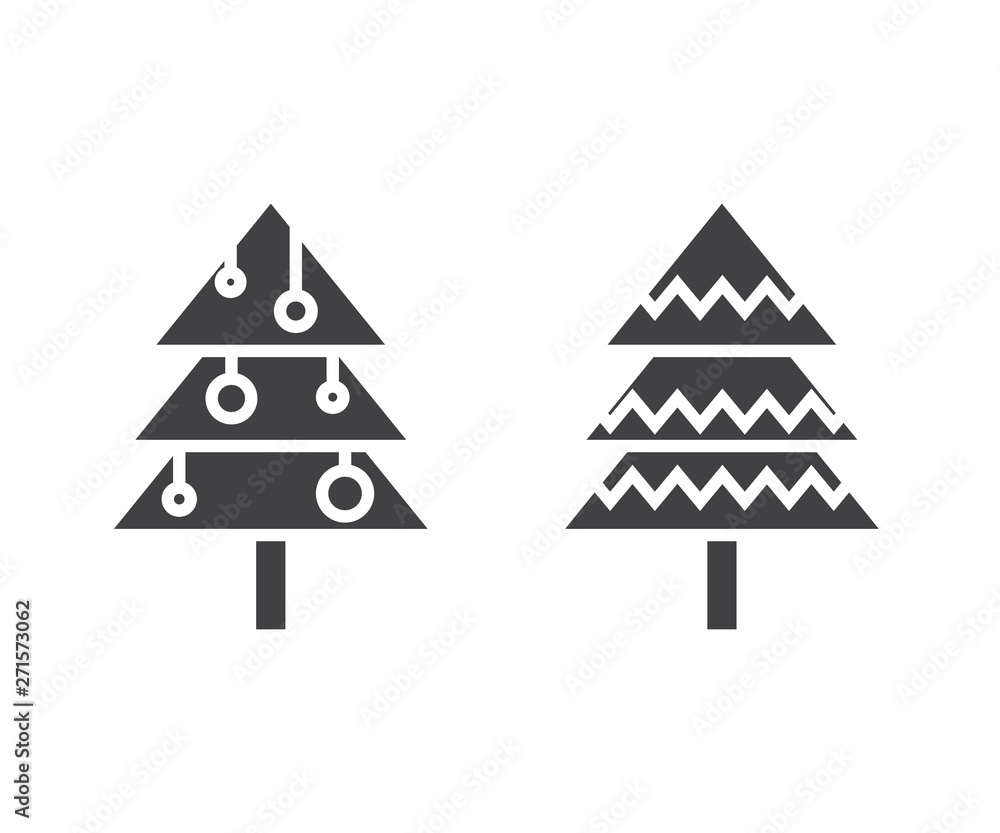 Christmas tree icons isolated on white background Christmas tree icons isolated on white background