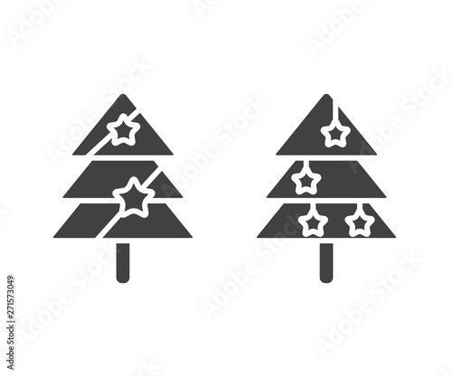 Christmas tree icons isolated on white background