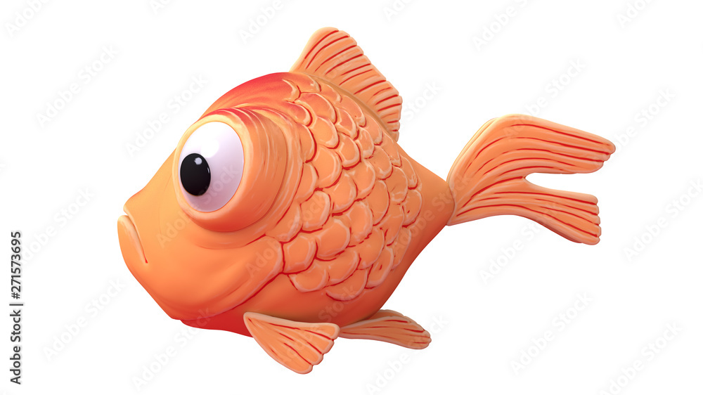 Ilustração do Stock: 3d cartoon character of a spherical goldfish