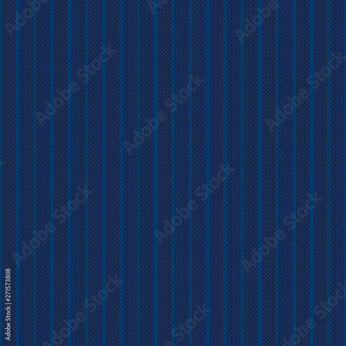 Abstract Striped Knitted Sweater Pattern. Vector Seamless Background with Shades of Blue Colors. Wool Knit Texture Imitation