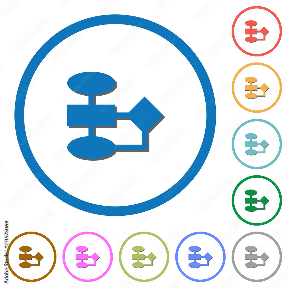 Flowchart icons with shadows and outlines Flowchart icons with shadows and outlines