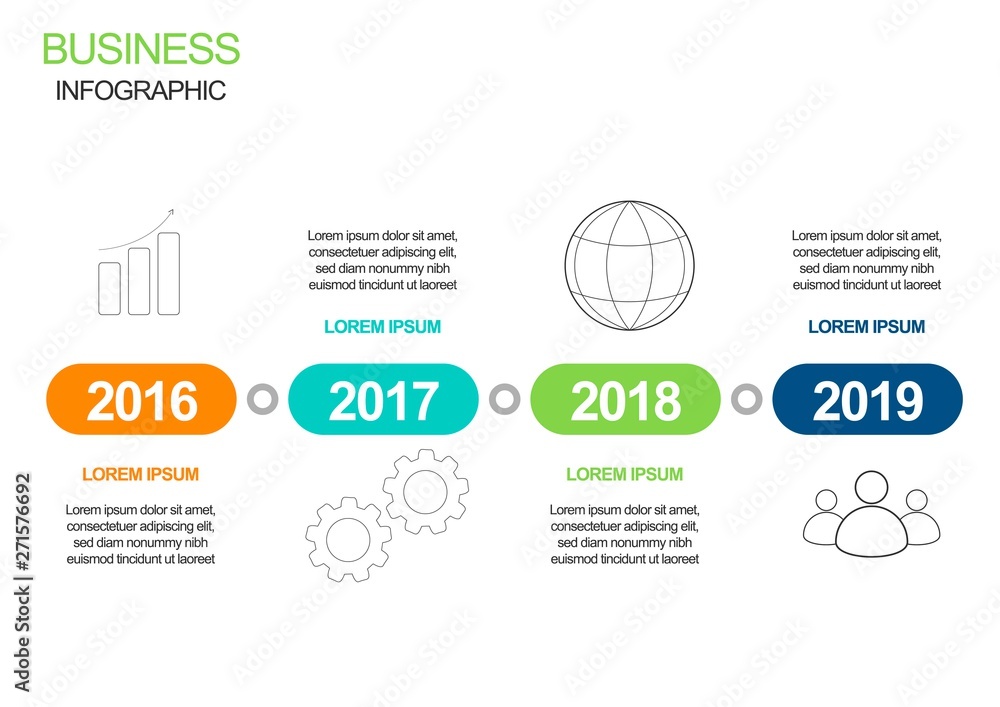 Naklejka premium Business Infographic template. Design with numbers 4 options or steps.
