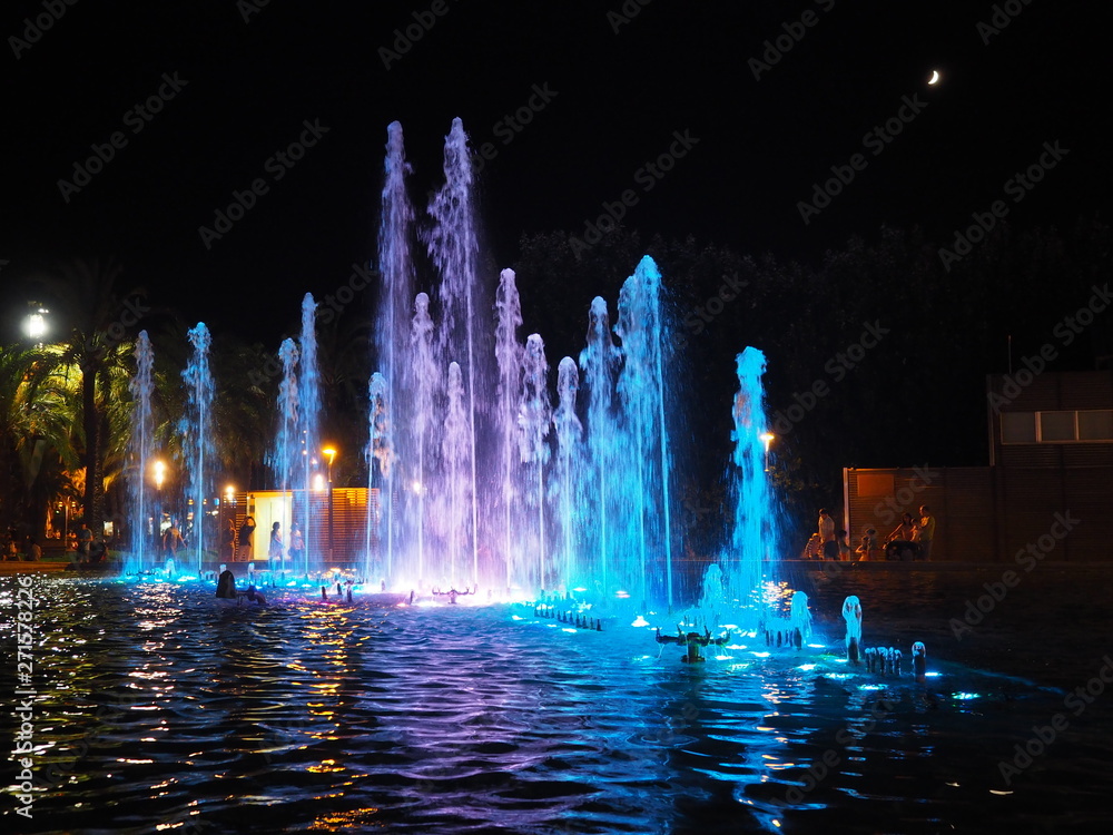 Obraz premium Musical fountains at night in Salou, Spain.