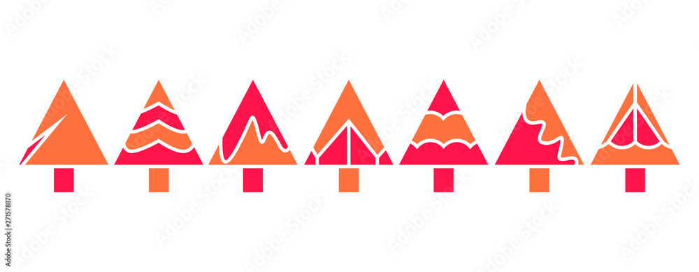 Obraz premium red Christmas tree set isolated on white