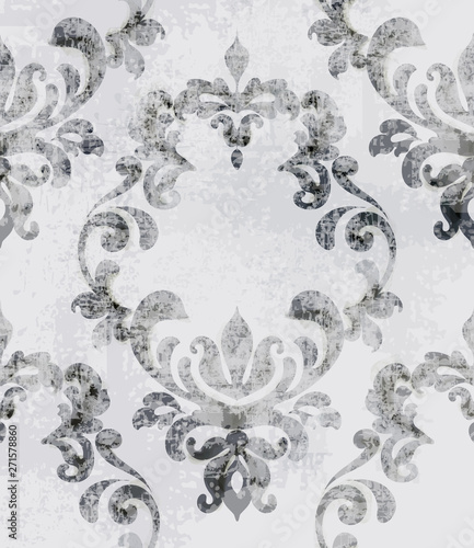 Baroque texture pattern Vector. Floral ornament decoration. Victorian engrave...