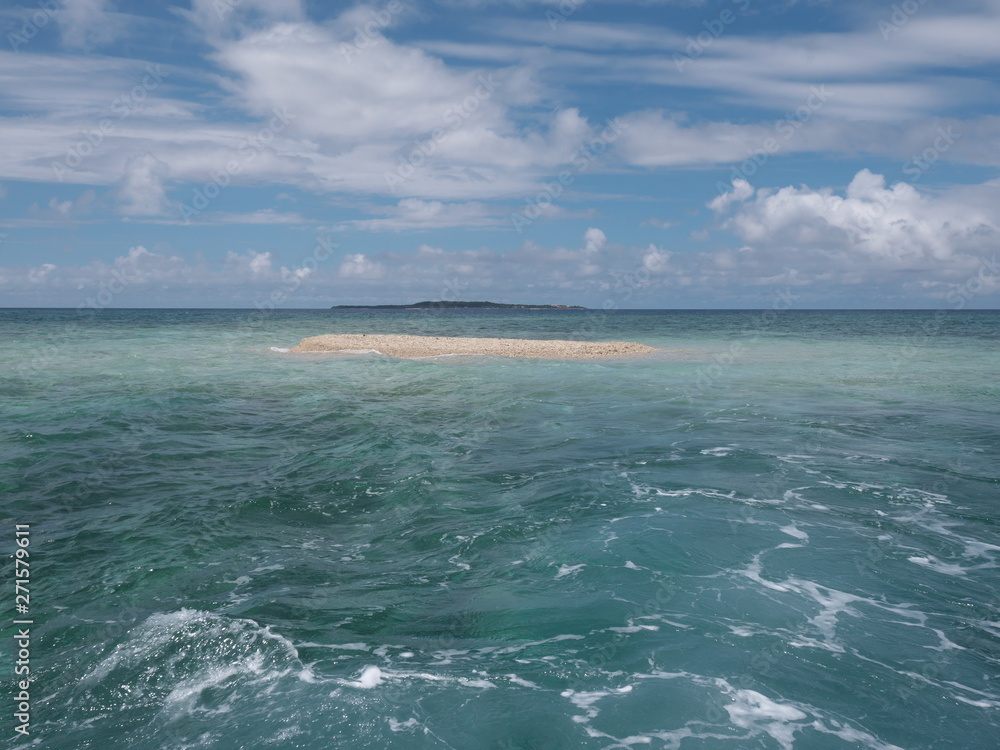 Okinawa,Japan-May 31, 2019: Barasu island, formed with pieces of coral: a very very small desolate island located north of Iriomote island.