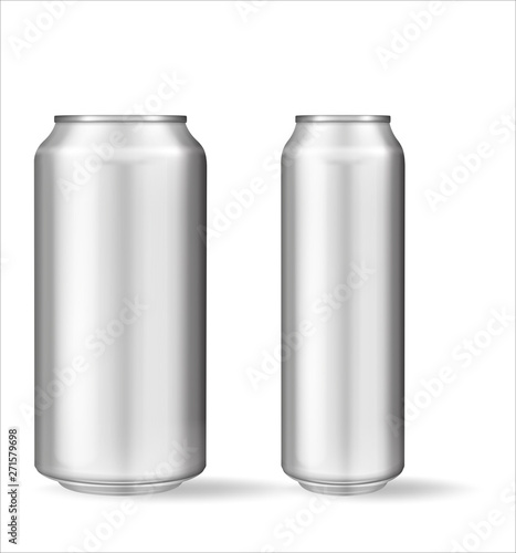 Realistic aluminum can on white background