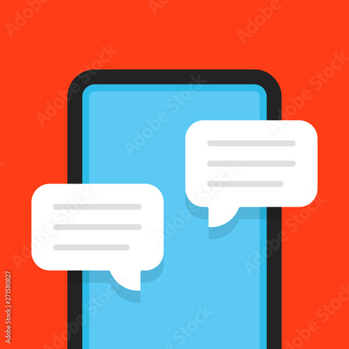 flat style online chat with frameless phone