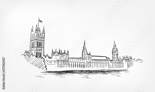 sketch vector illustration London line minochrome isolated
