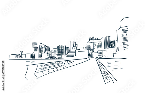 San Francisco city vector sketch landscape line illustration skyline