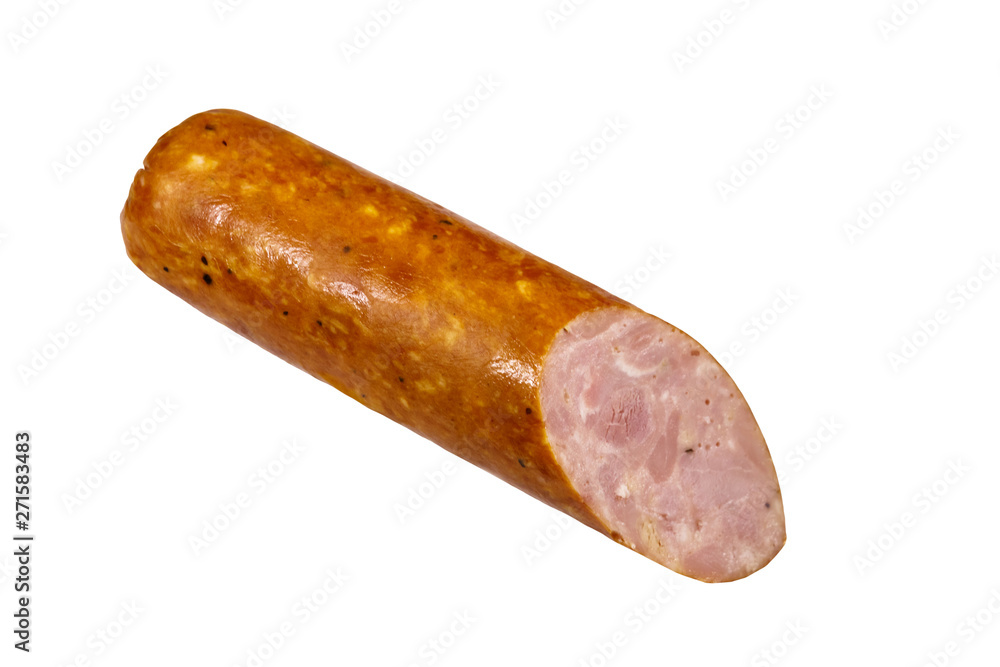 Smoked sausage isolated on white background Smoked sausage isolated on white background