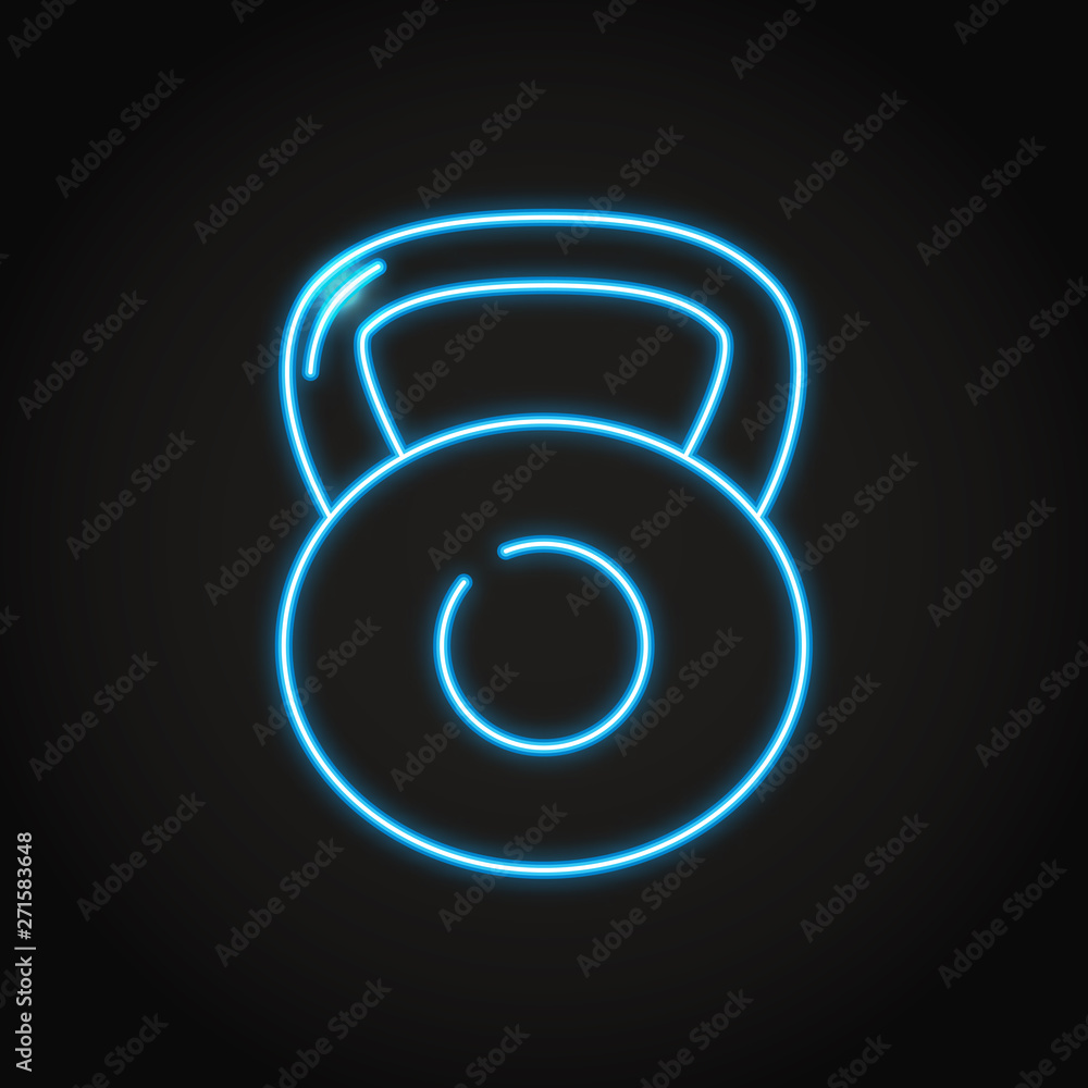 Heavy dumbbell icon in neon line style Heavy dumbbell icon in neon line style