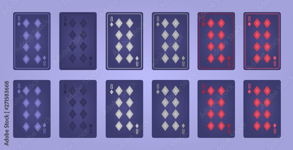 Eight of diamonds. Deck in the USA flag colors for the Independence Day Eight of diamonds. Deck in the USA flag colors for the Independence Day