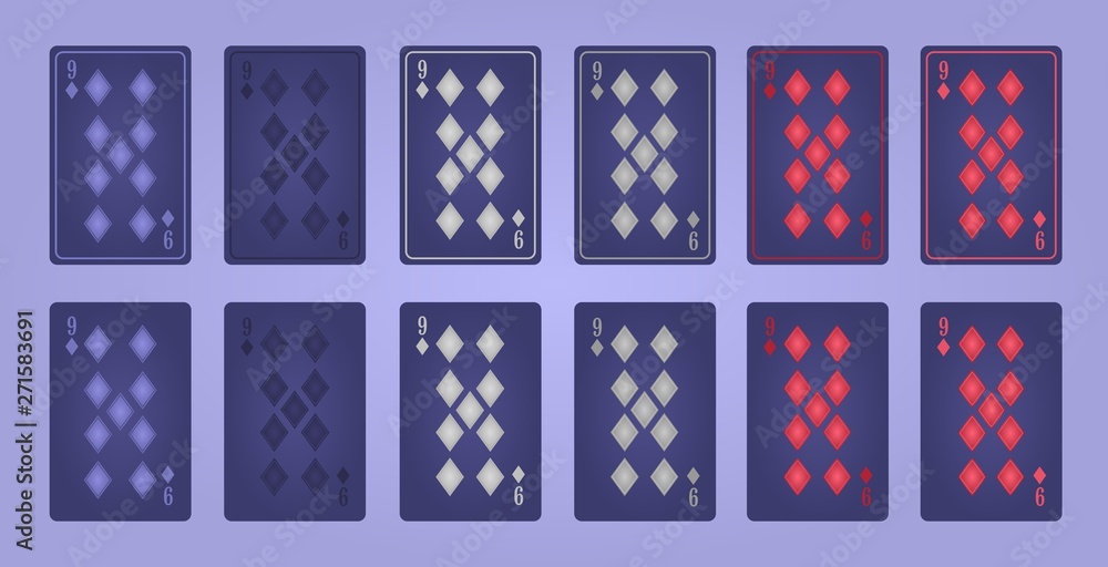 Nine of diamonds. Deck in the USA flag colors for the Independence Day Nine of diamonds. Deck in the USA flag colors for the Independence Day