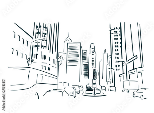 Chicago USA sketch vector city line art