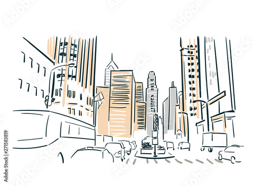 Chicago USA sketch vector city line art