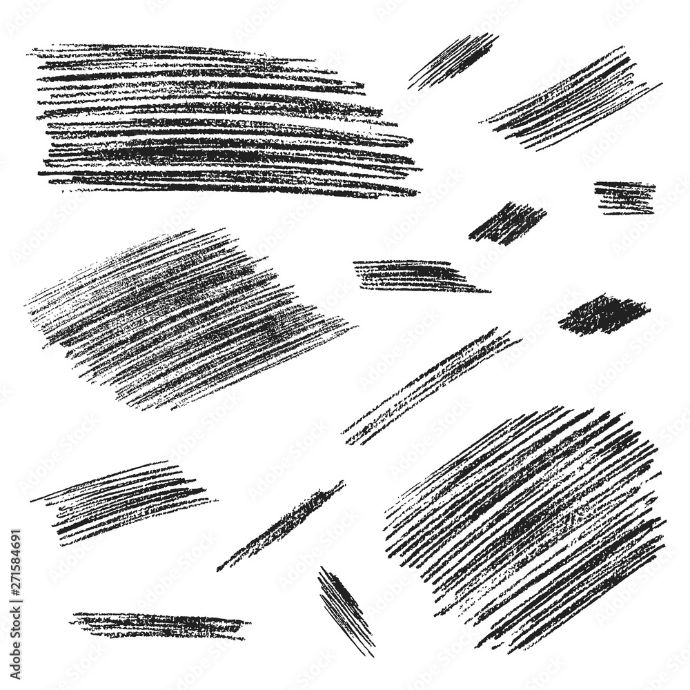 Hand drawn rough pencil scribbles. Edge torn texture. Vector isolated grunge stroke frames. - obrazy, fototapety, plakaty 