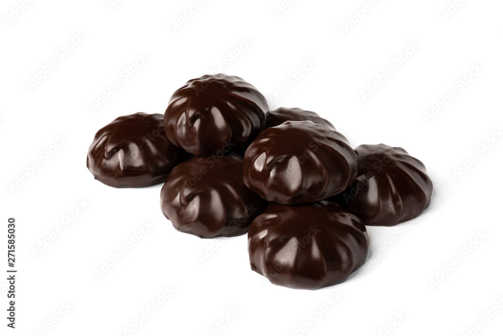Chocolate marshmallow isolated on white background. Chocolate marshmallow isolated on white background.