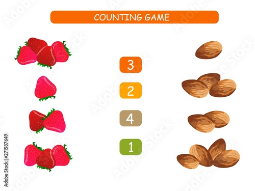 Count and match - worksheet for kids. Educational and mathematical game for kindergarten and preschool.