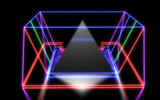 3D abstract geometric background with neon lights. 3d illustration